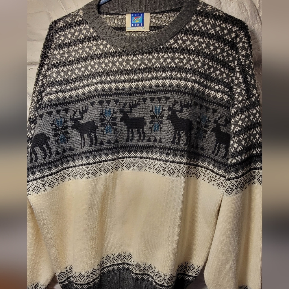 Vintage grandpa knit warm sweater men's large crewneck jumper